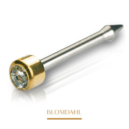 Kolczyk złoty tytan medyczny Long Mini Bezel Crystal 3 mm 16-7302-01