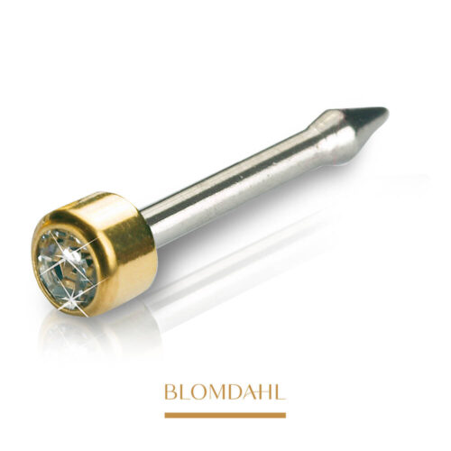 Kolczyk złoty tytan medyczny Short Mini Bezel Crystal 3 mm 16-3302-01